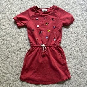 Peek Floral Embroidered Mini Sweatshirt Terry Dress Short Sleeve